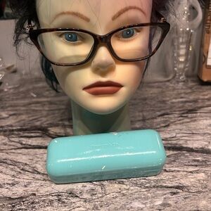 Tiffany & Co. Tortoiseshell Frames with Turquoise Case FRAME AND HARD CASE ONLY